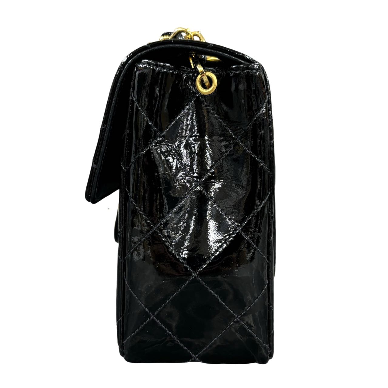 CHANEL <br> Patent Calfskin Mini Matelasse Chain Shoulder Bag