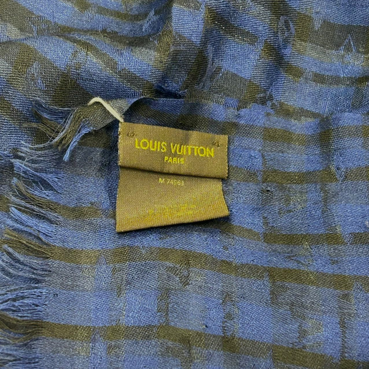 LOUIS VUITTON<br>Check Scarf Blue