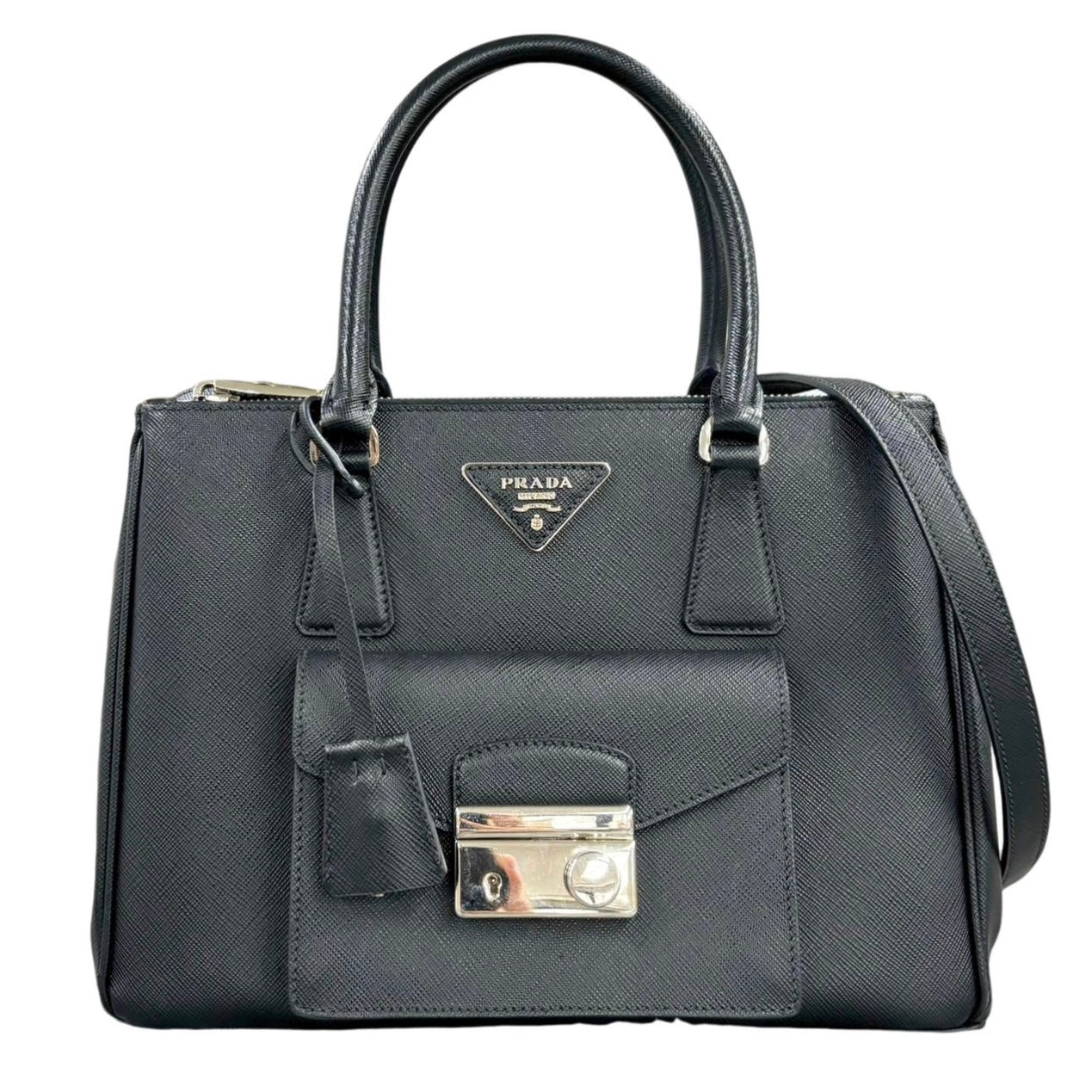 PRADA<br> 2-Wege-Tasche mit Fronttasche aus Saffianoleder