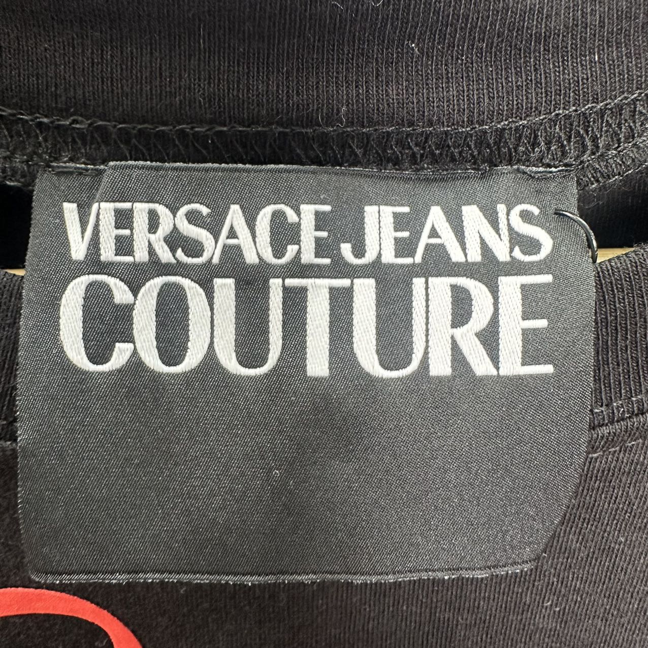 VERSACE JEANS<br> T-Shirt mit Couture-Logo, Schwarz