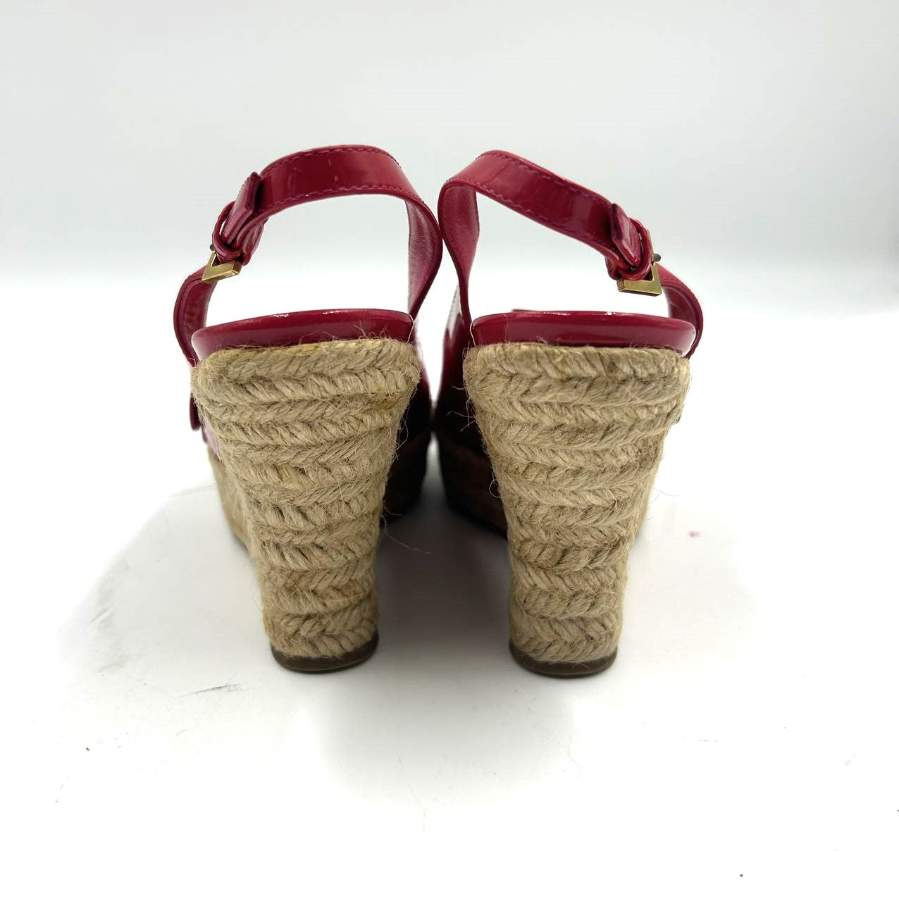 LOUIS VUITTON<br>Patent Leather Jute Wedge Platform Sandal