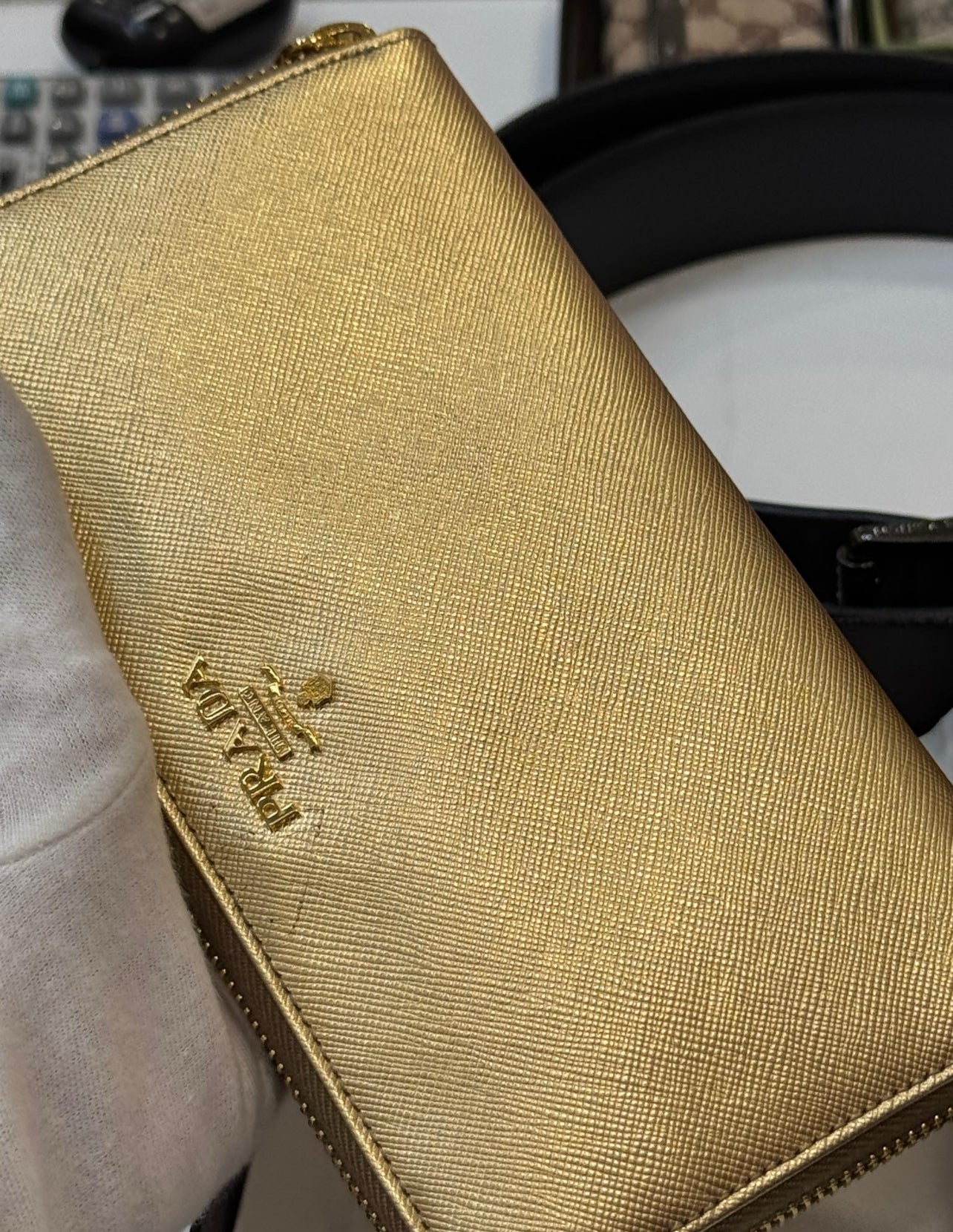 Prada Gold Long wallet