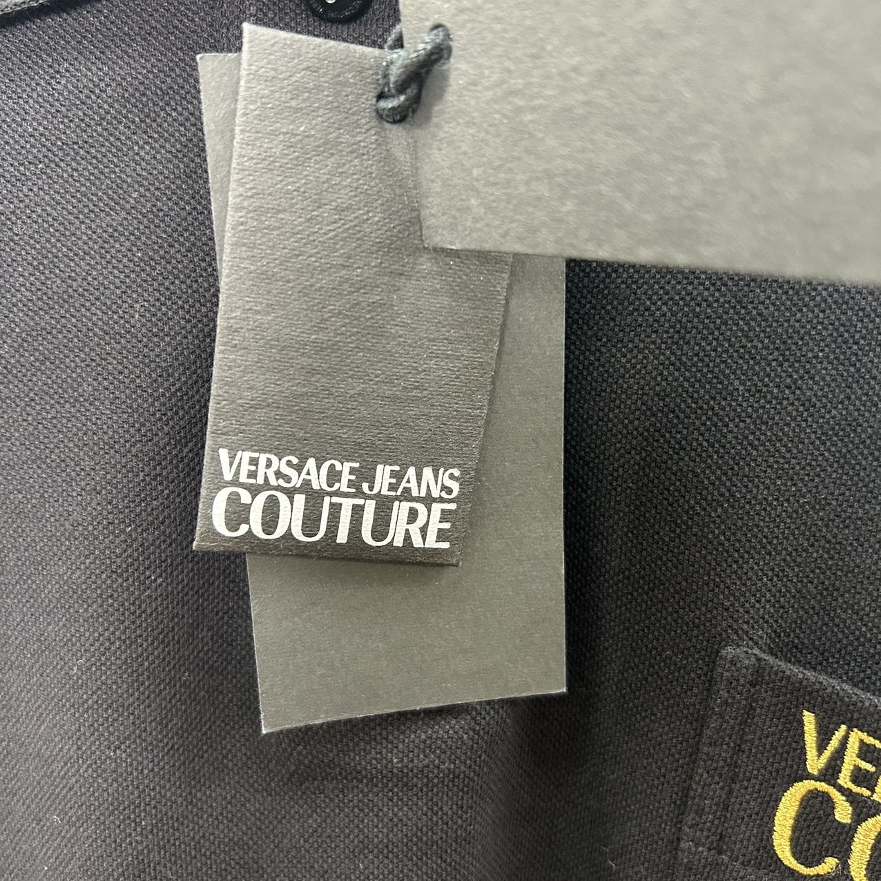 VERSACE<br>Gold Logo Polo Shirt