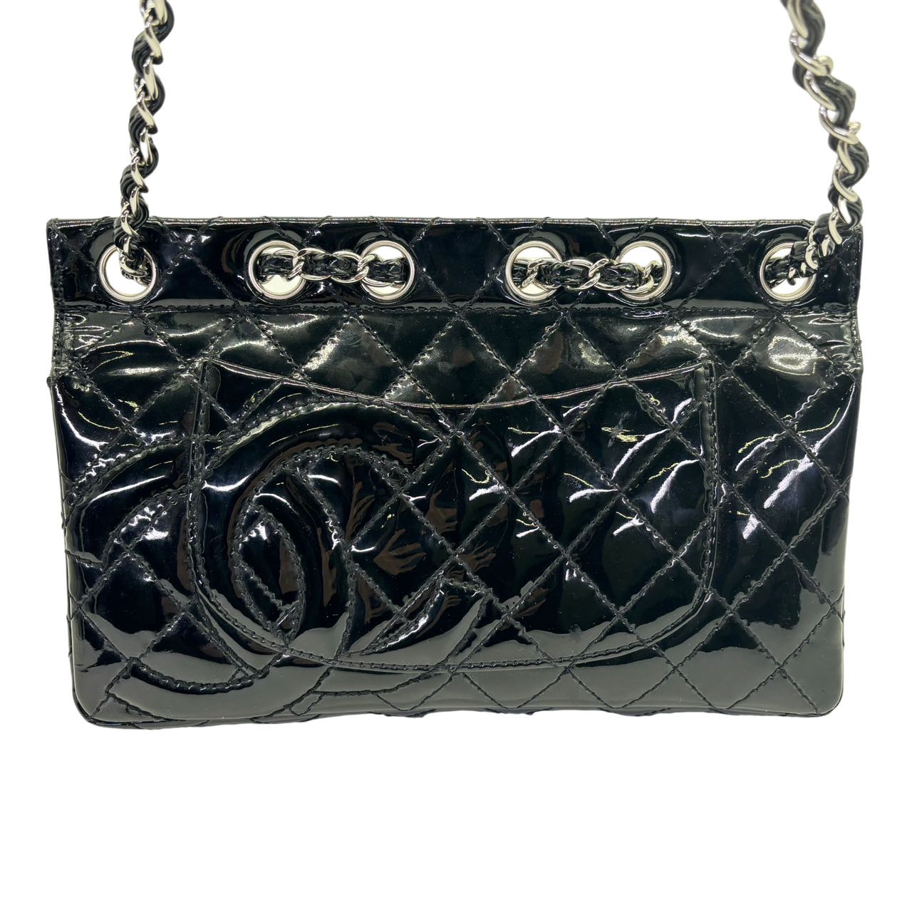 CHANEL <br> Patent Chain-Through Flap Bag