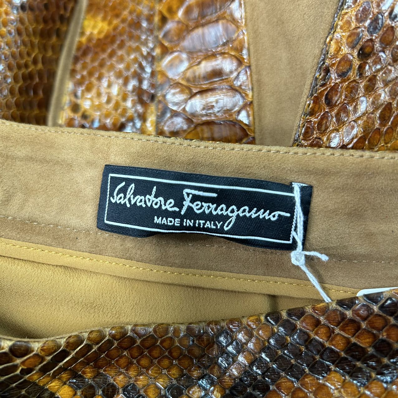 FERRAGAMO<br>Python Skirt Brown