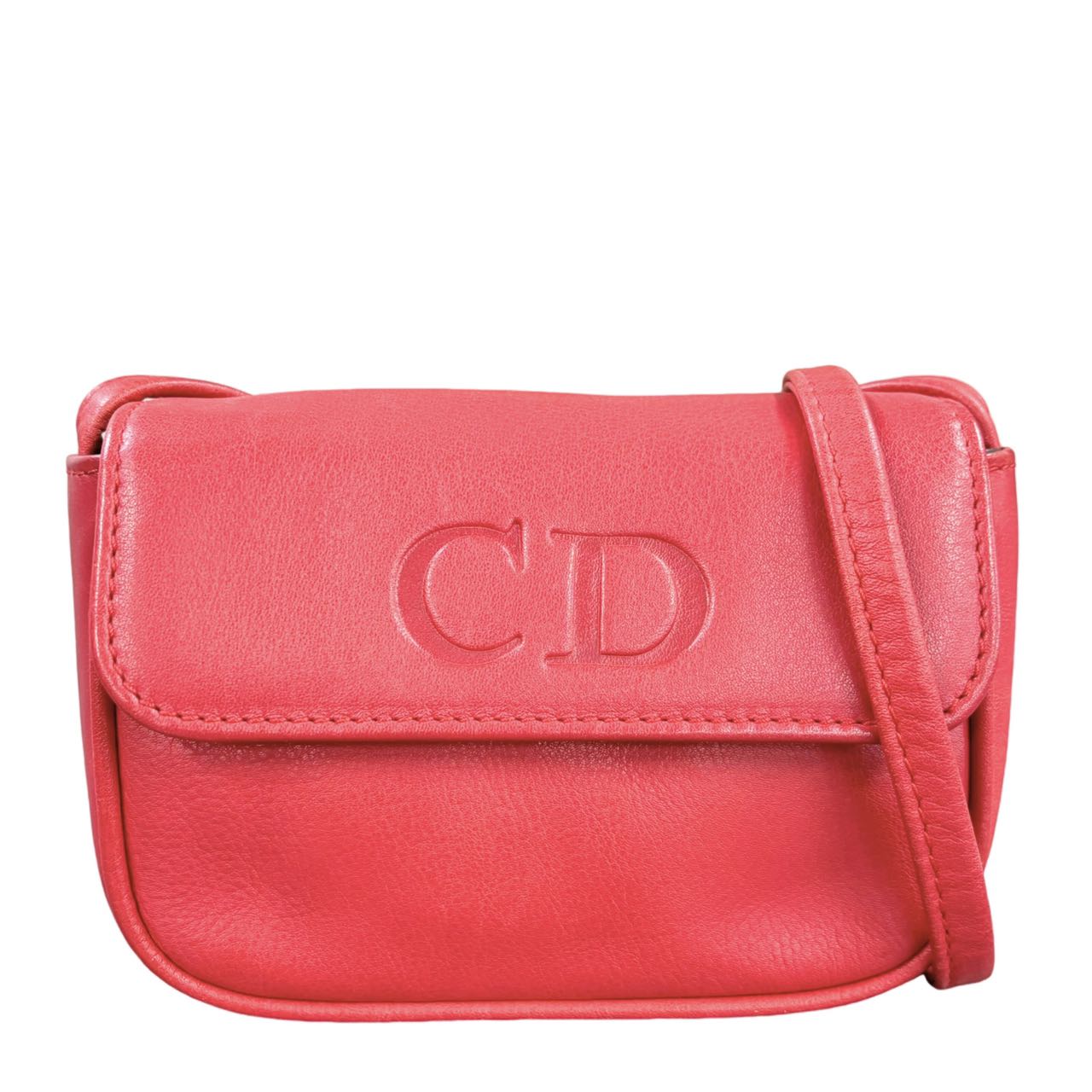 CHRISTIAN DIOR <br> Logo Leather Shoulder Bag