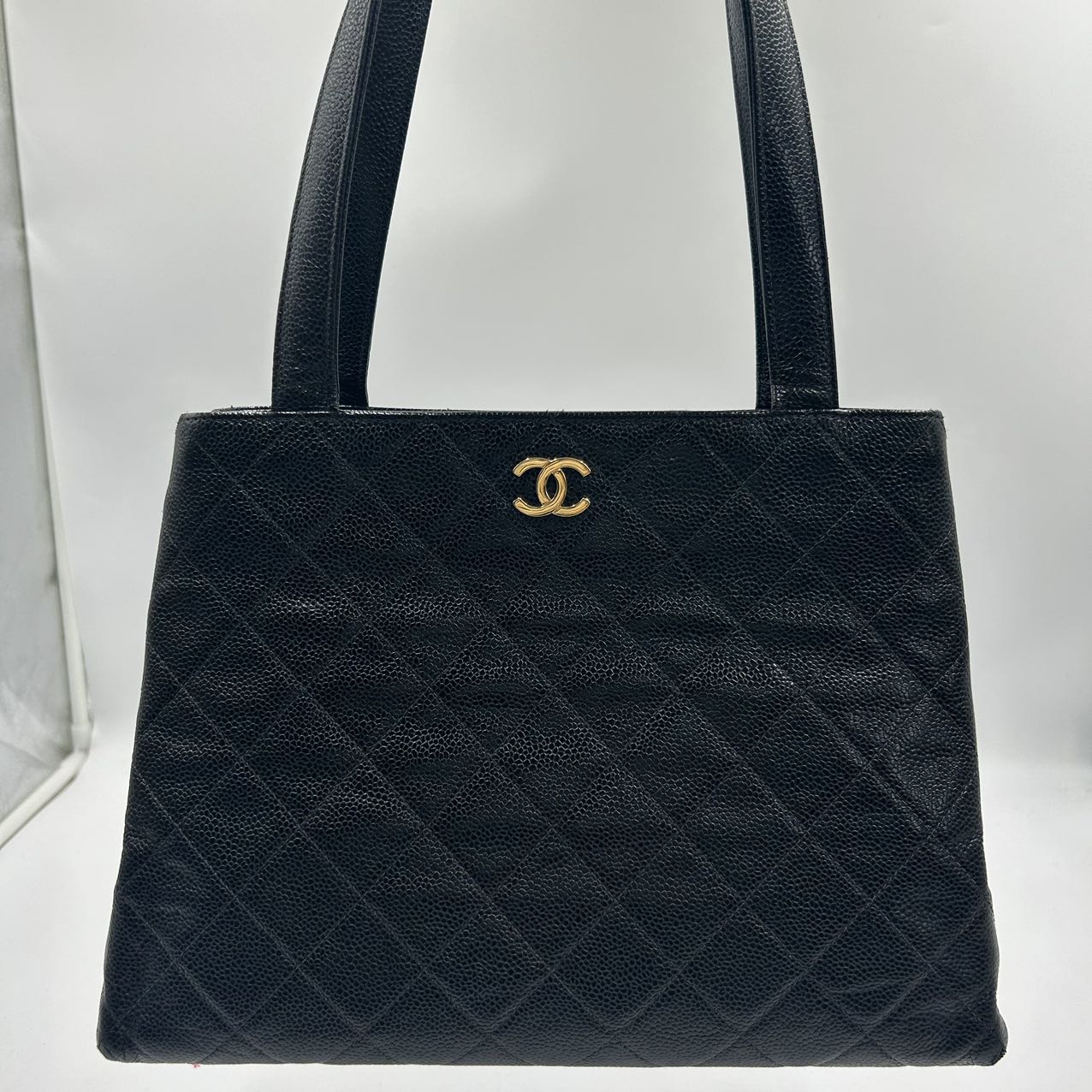 CHANEL<br>Co Co Mark Caviar Skin Tote Bag