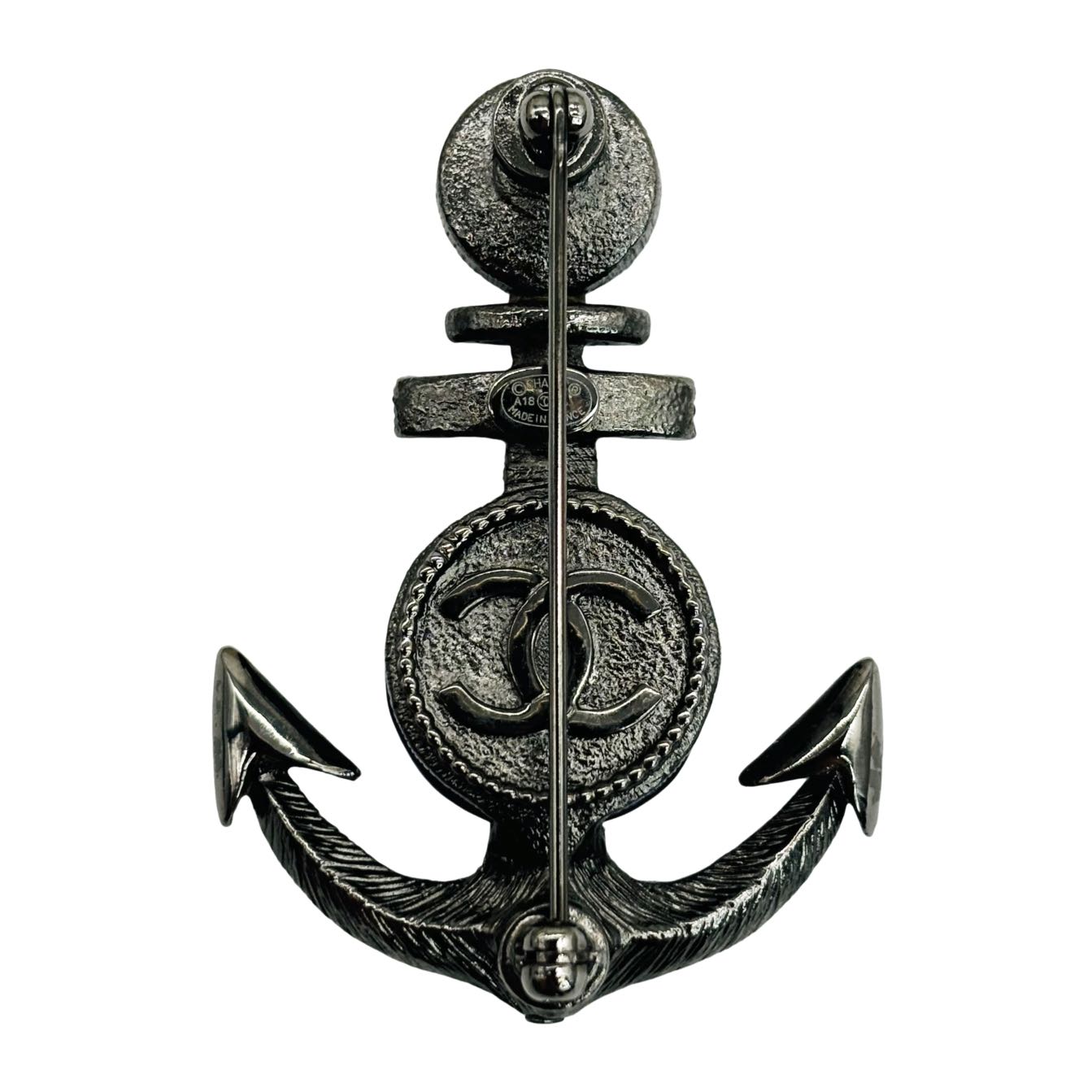 CHANEL <br> Faux Pearl & Strass Anchor Brooch