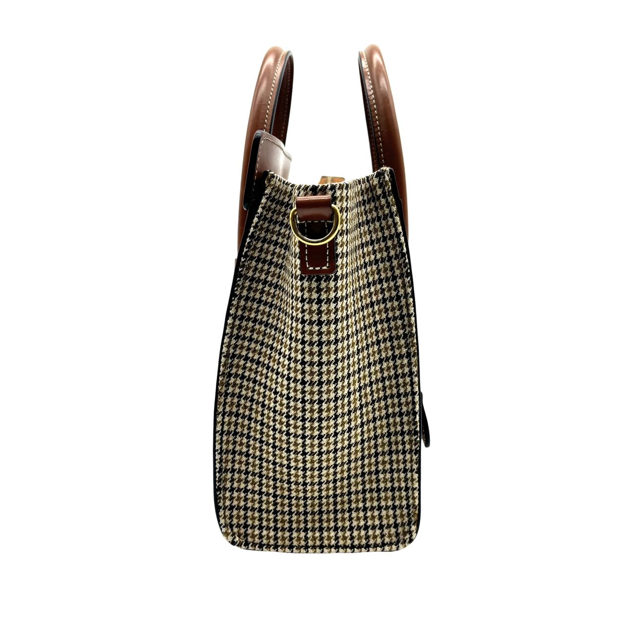 CELINE <br> Smooth Calfskin Houndstooth Nano Luggage Bag