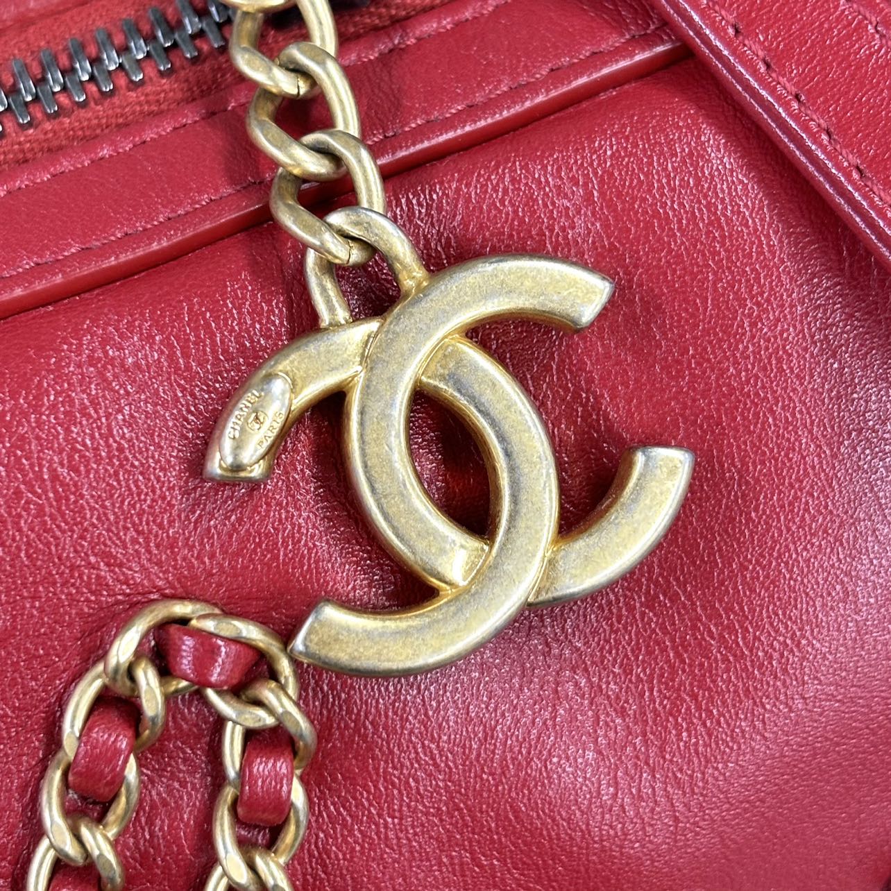 CHANEL <br> Calfskin Signature Bowling Bag