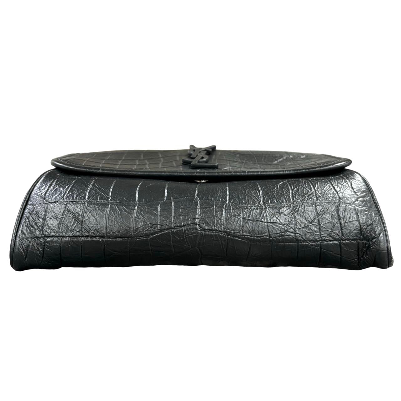 SAINT LAURENT <br> Crocodile Embossed Niki Shoulder Belt Bag