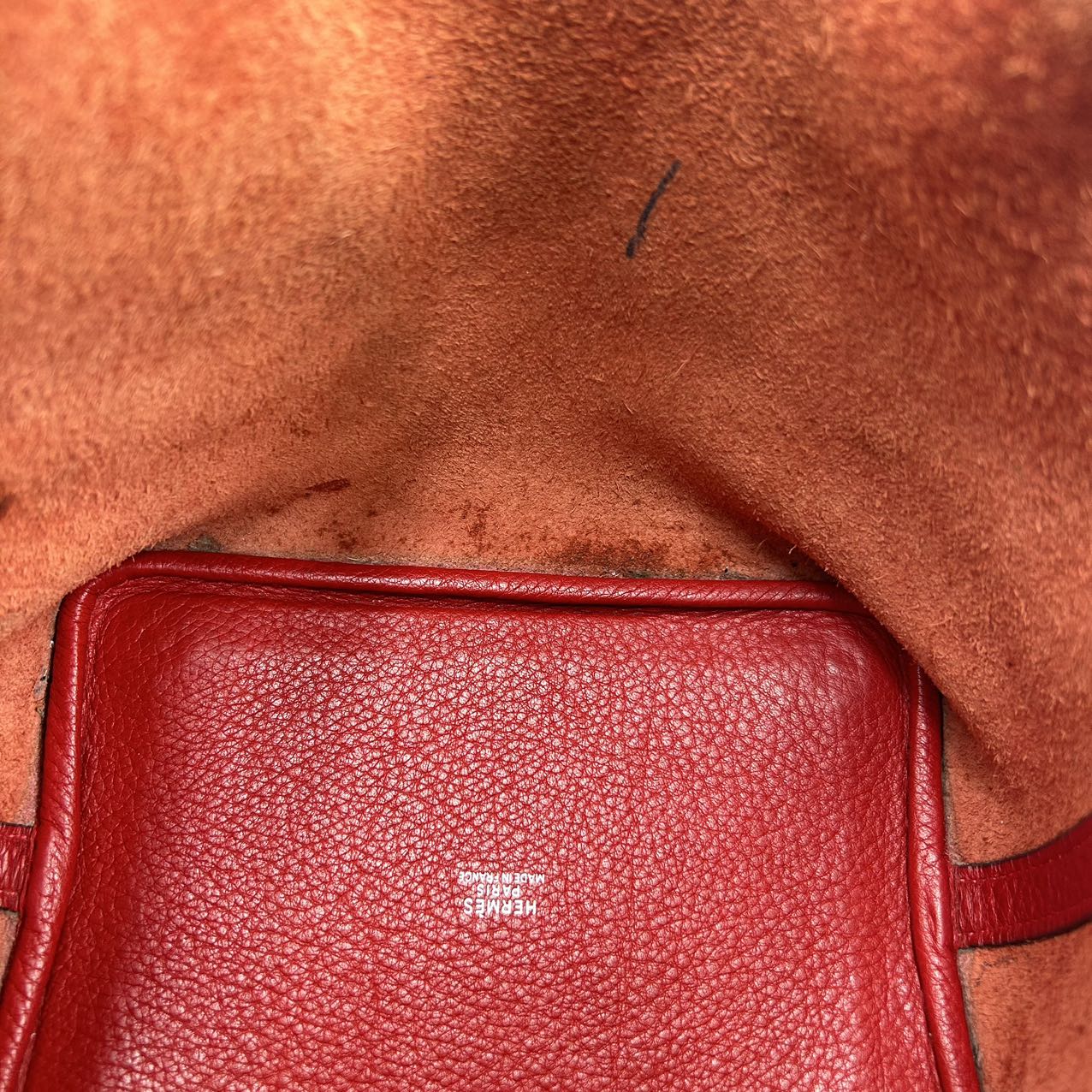 HERMES<br>Picotin Taurillon Clemence Red "H" stamp