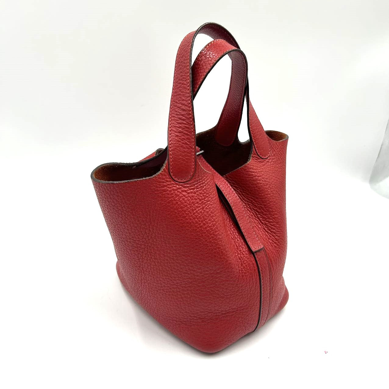 HERMES<br>Picotin Taurillon Clemence Red "H" stamp