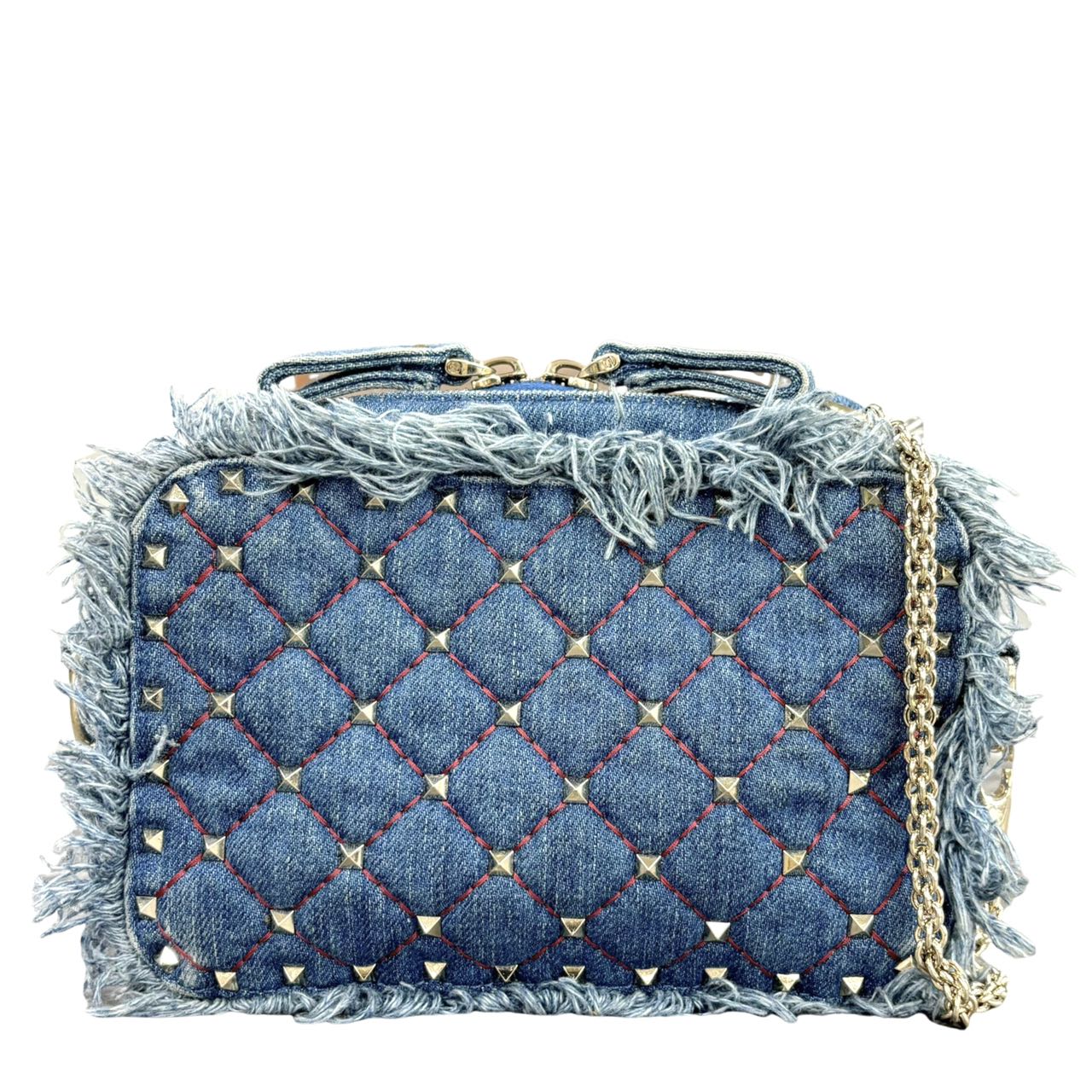 VALENTINO GARAVANI<br> Sac à bandoulière en denim à franges