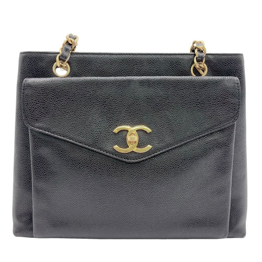 CHANEL<br> Schultertasche aus Caviar-Leder mit Kette