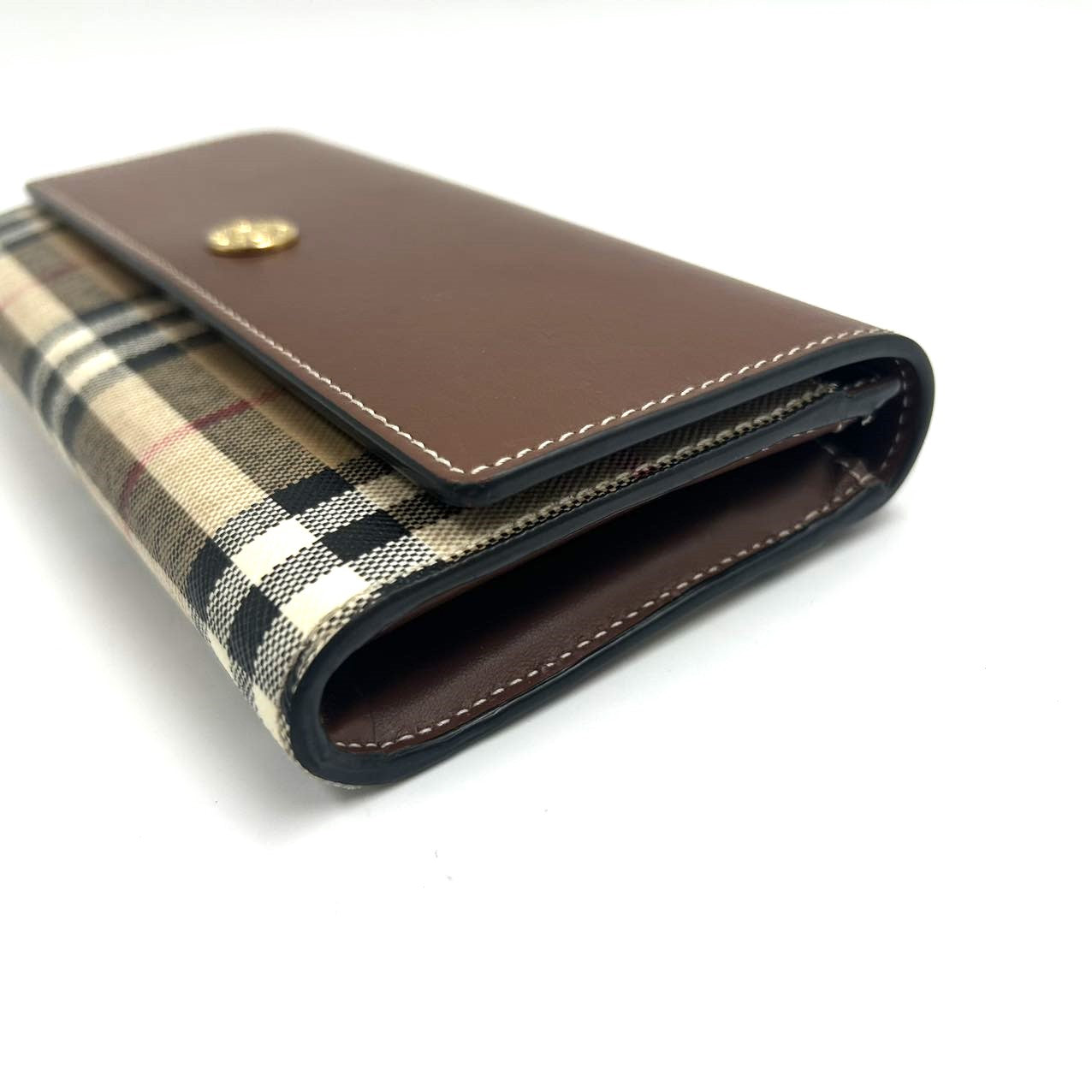 BURBERRY<br>Check and Leather Long Wallet 8057973