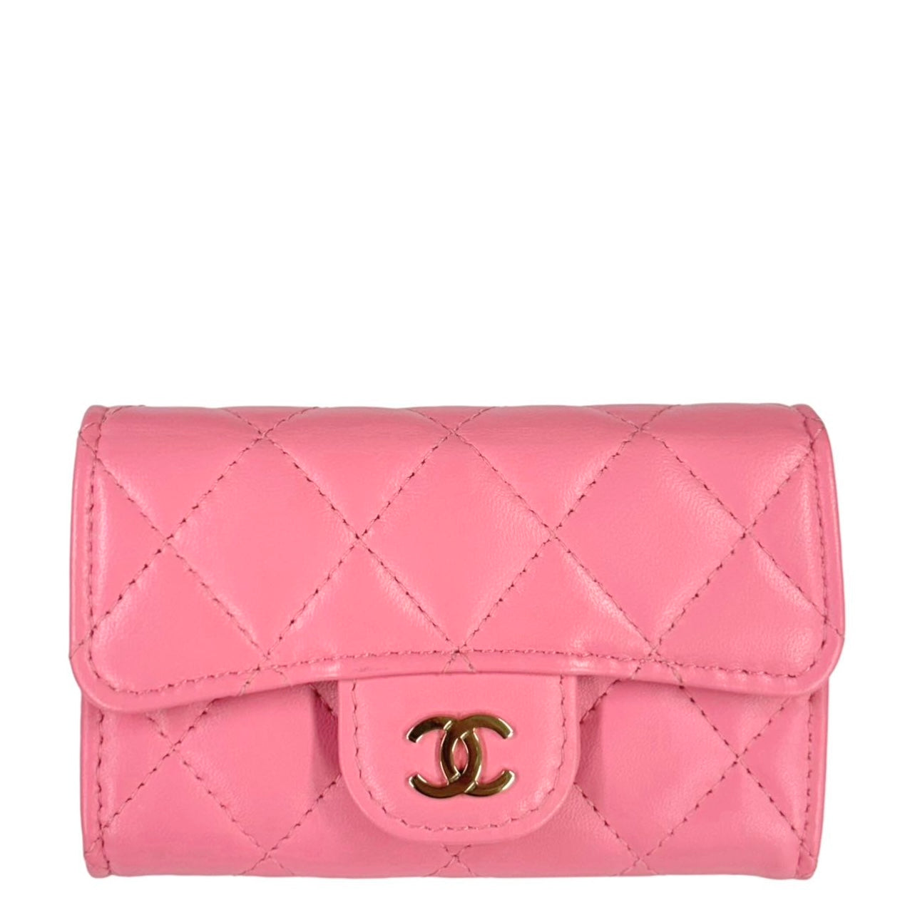 CHANEL<br> Porte-cartes en peau d'agneau Matelasse