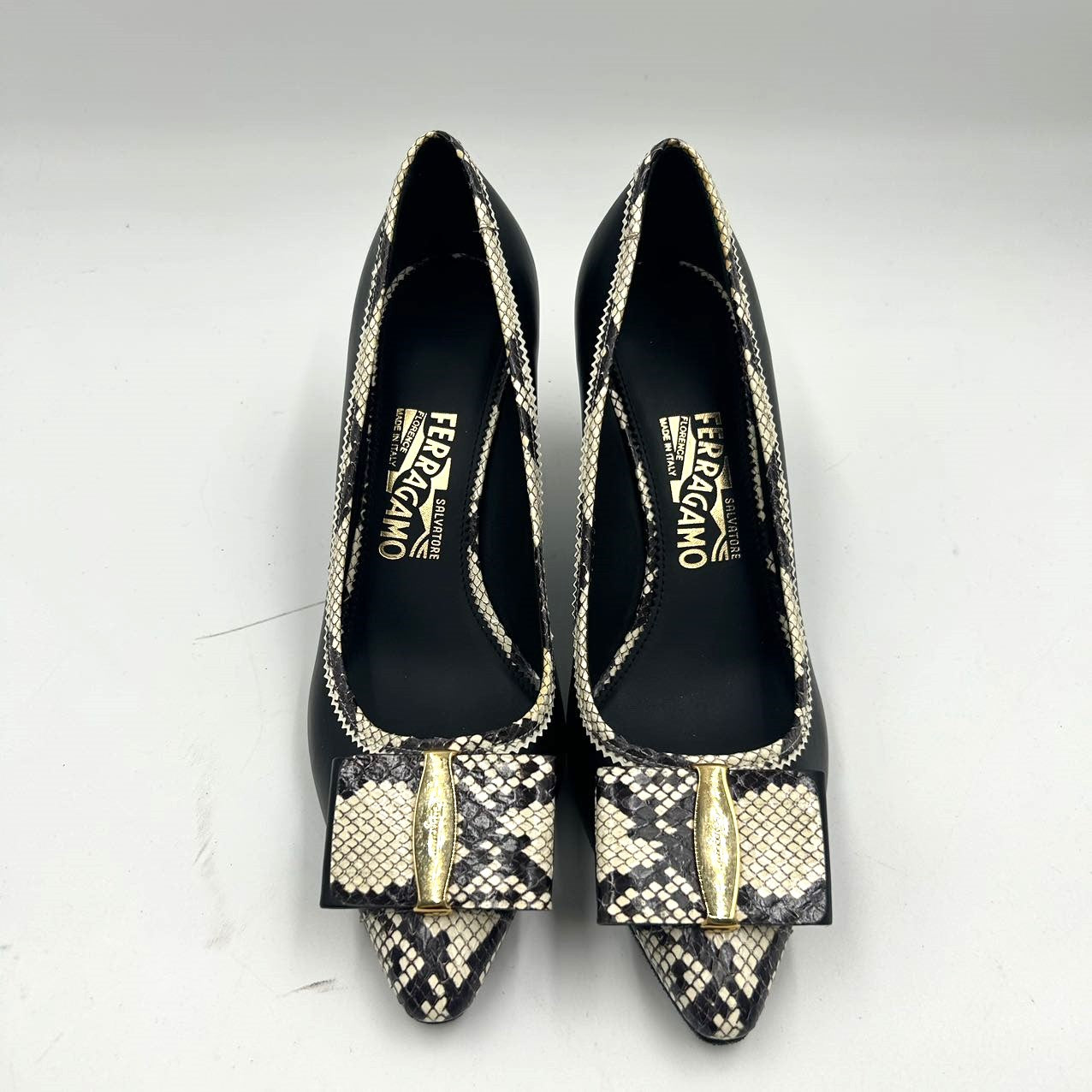 FERRAGAMO<br>Python Studded Flats