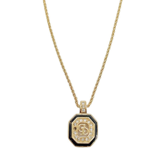 CHRISTIAN DIOR <br> Rhinestone Logo Necklace