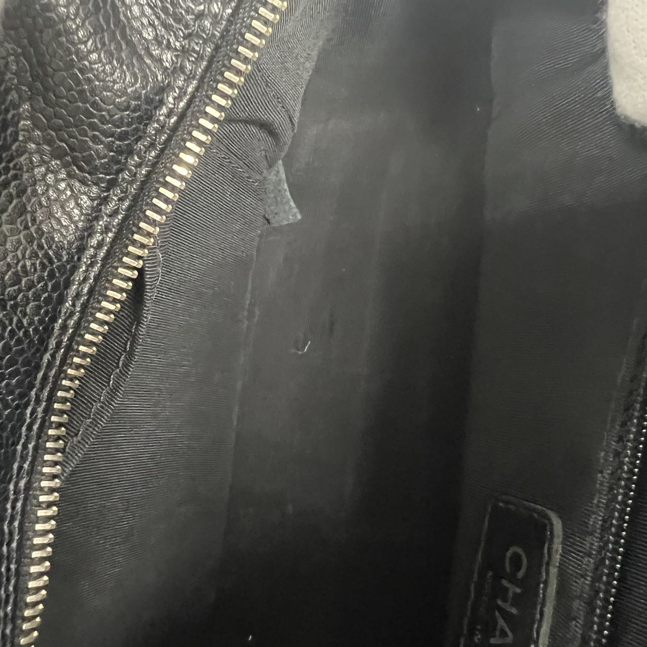 CHANEL<br>GST Tote Black Gold Chain Caviar