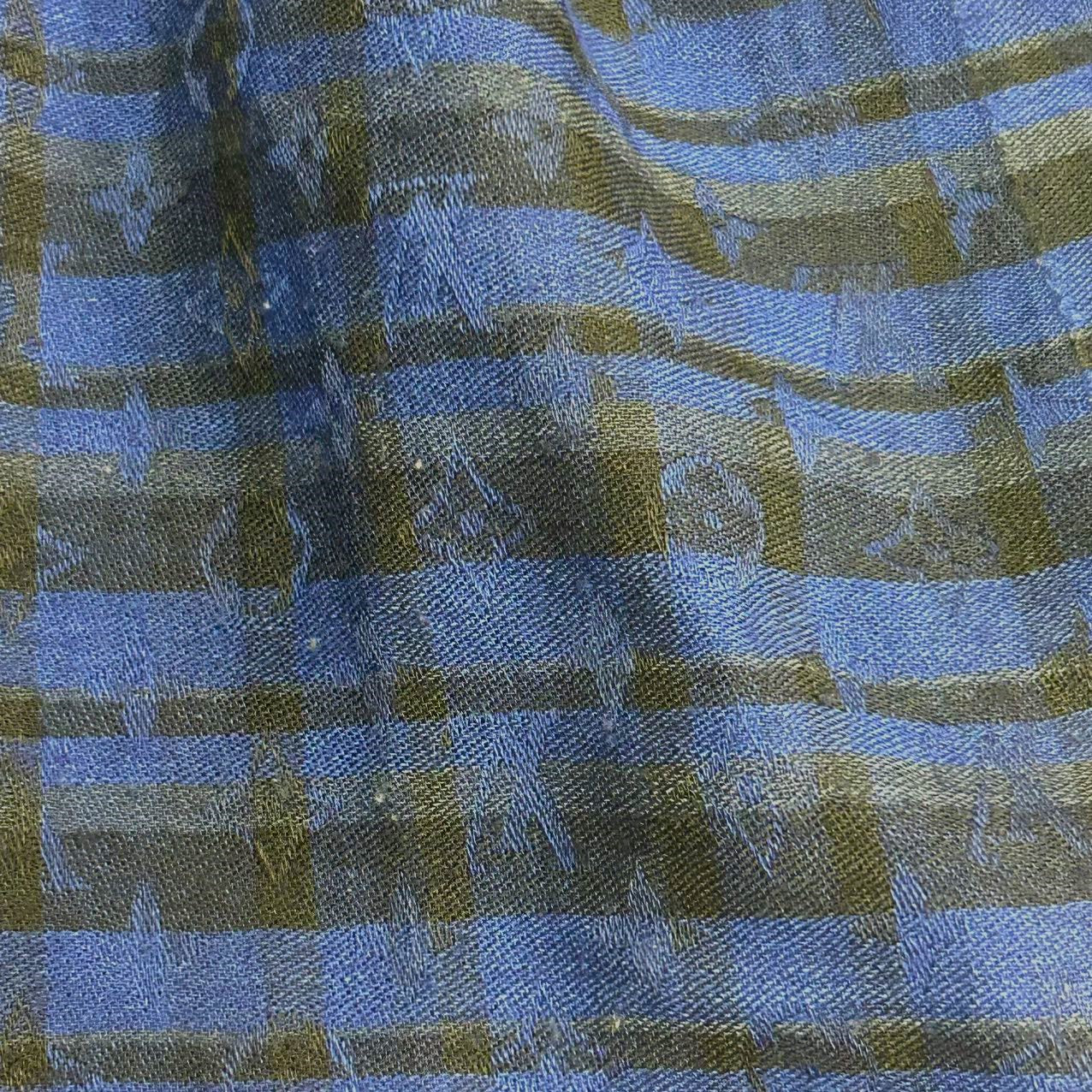 LOUIS VUITTON<br>Check Scarf Blue